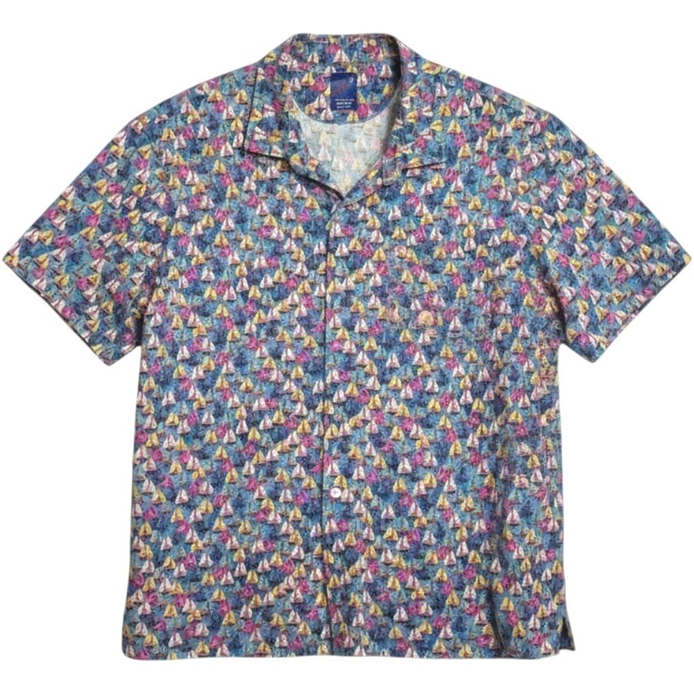 Vintage Michaels Sailboat Shirt Men Blue Pima Cotton Stretch Nautical Coastal XL